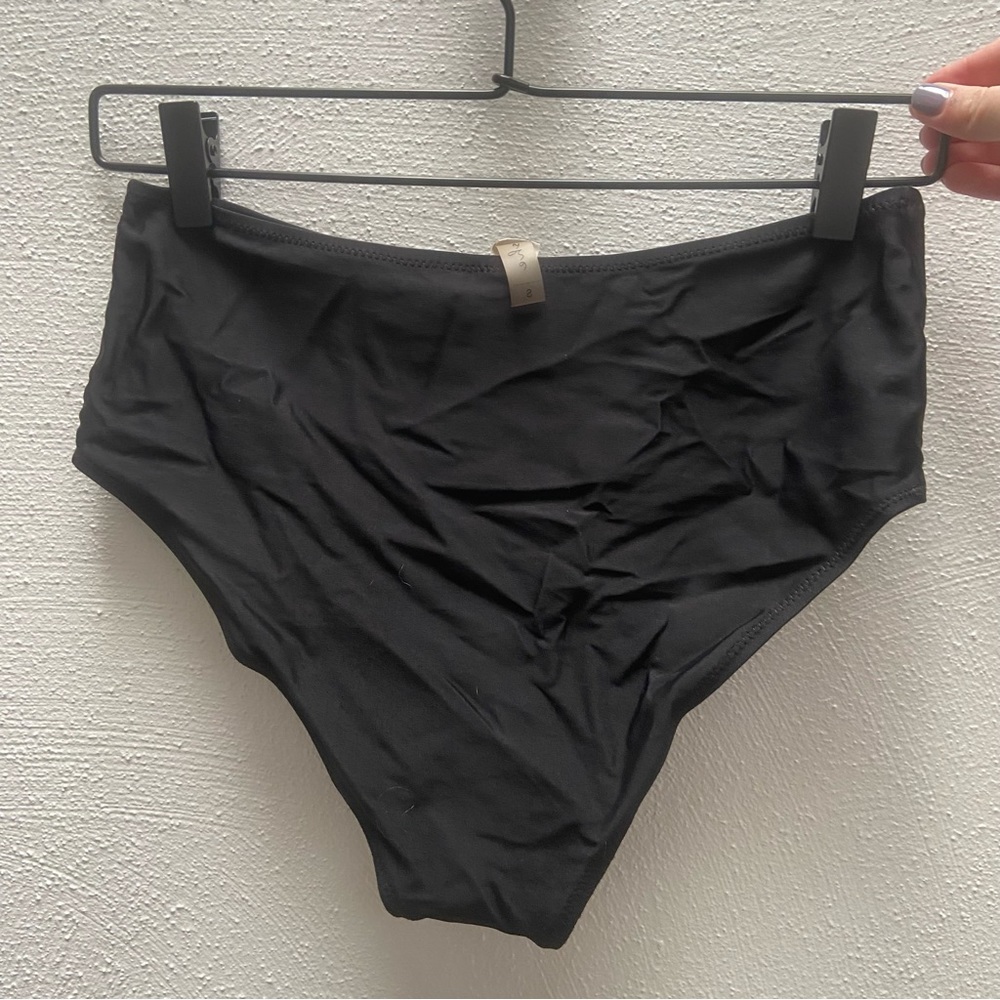 Cupshe Flowing Lines Classic High Waist Swim Bikini Bottoms - Picture 2 of 4